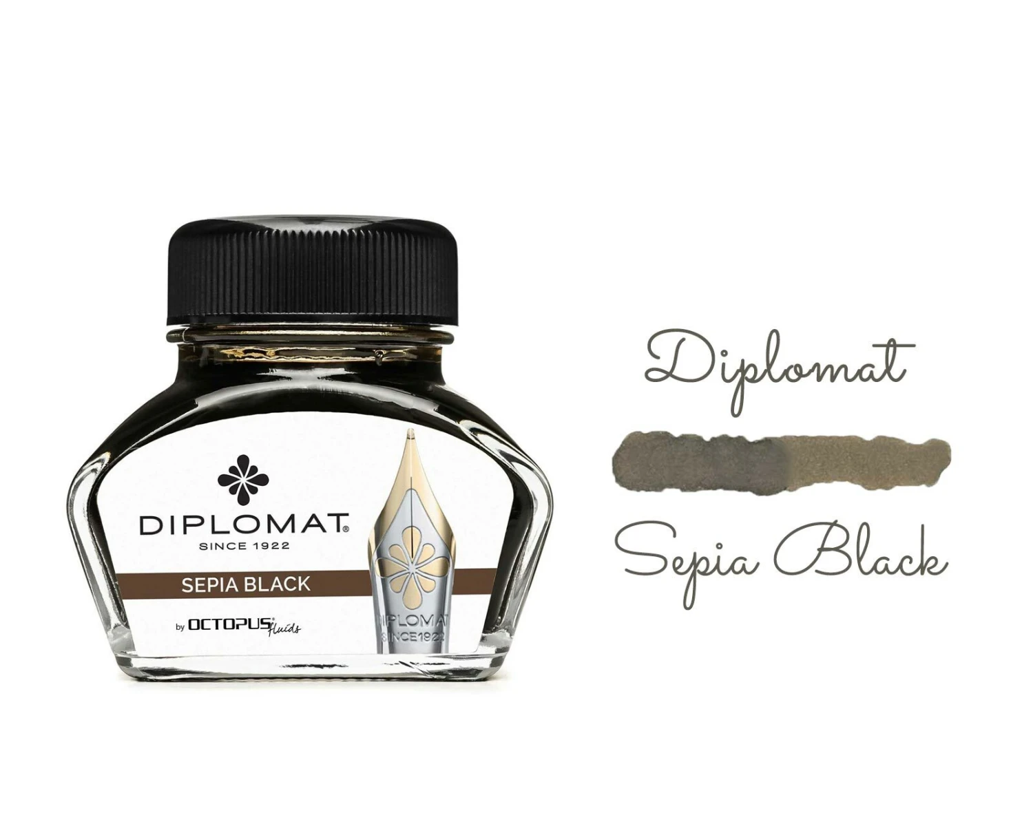 Diplomat Octopus Fountain Pen Ink Bottle, 30ml, Sepia Black 1 Diplomat Octopus Fountain Pen Ink Bottle, 30ml, Sepia Black