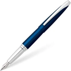 Cross® Cross ATX Fountain Pen, Translucent Blue & Chrome, Fine Nib