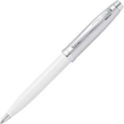 Sheaffer 100 Ballpoint Pen, White Lacquer & Brushed Chrome