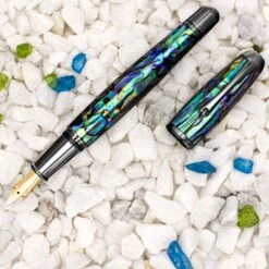 Monteverde Limited Edition Super Mega Abalone Fountain Pen, Gunmetal Trim, Solid 14k Gold Flex Nib