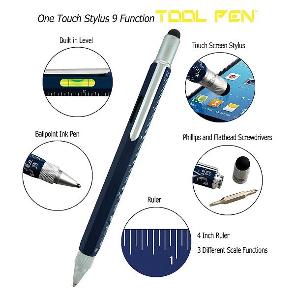 Monteverde 9 In 1 One Touch Tool Ballpoint Pen & Stylus, Dark Blue 2 Monteverde 9 In 1 One Touch Tool Ballpoint Pen & Stylus, Dark Blue - Image 2