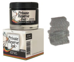 Private Reserve Pearlescent Fountain Pen Ink Bottle, 60ml, Black Silver