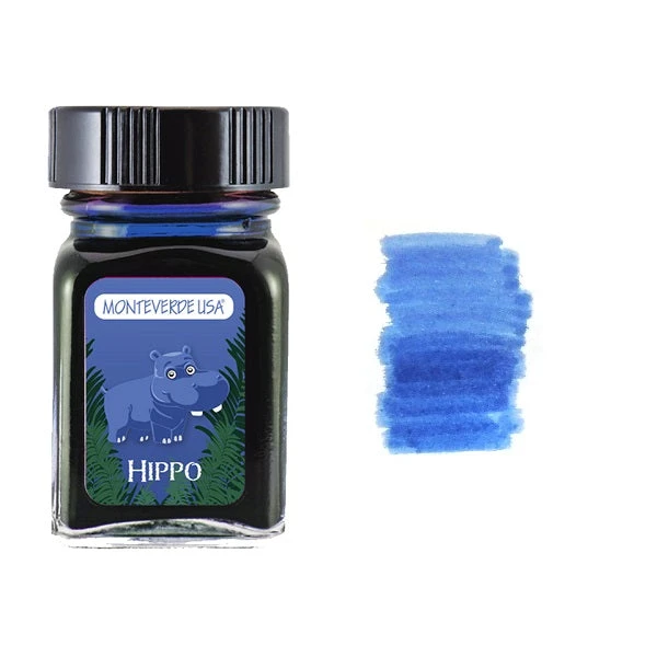 Monteverde 30ml Fountain Pen Ink Bottle, Jungle Collection, Hippo 1 Monteverde 30ml Fountain Pen Ink Bottle, Jungle Collection, Hippo