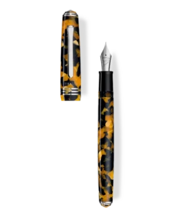 Tibaldi N60 Amber Yellow Resin Fountain Pen, Palladium Trim, Broad Nib