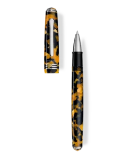 Tibaldi N60 Amber Yellow Resin Rollerball Pen, Palladium Trim