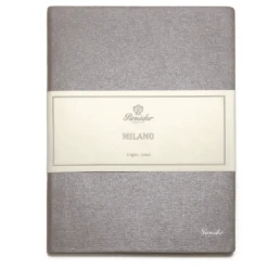 Pineider Notes Milano Leather Notebook, Silver Streak, Lined Ivory Paper