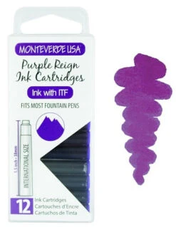 Monteverde International Standard Fountain Pen Ink Cartridges, Purple Reign