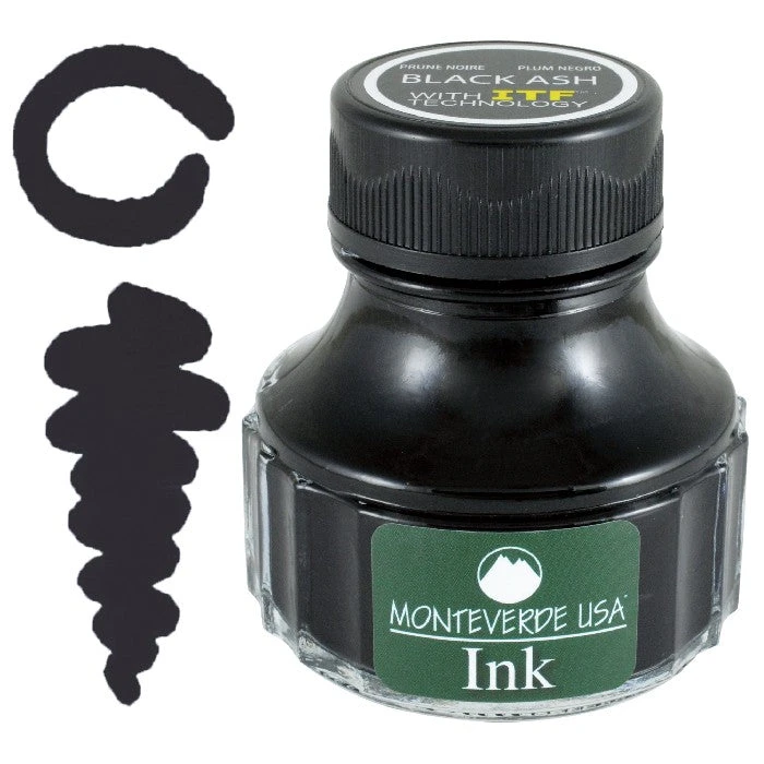 Monteverde 90ml Fountain Pen Ink Bottle, Black Ash 1 Monteverde 90ml Fountain Pen Ink Bottle, Black Ash