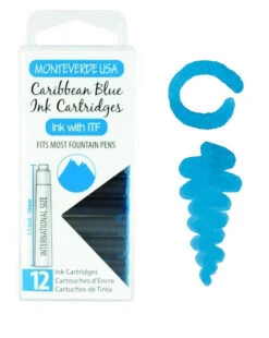 Monteverde International Standard Fountain Pen Ink Cartridges, Caribbean Blue