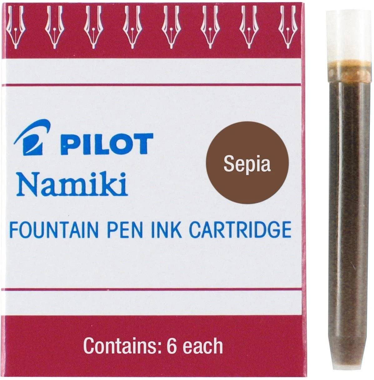 Pilot Namiki Fountain Pen Ink Cartridges, Sepia, 6pk 1 Pilot Namiki Fountain Pen Ink Cartridges, Sepia, 6pk