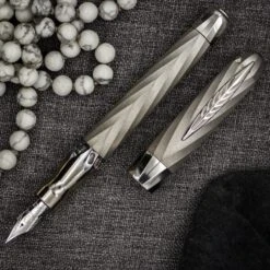 Pineider Matrix Jewelers Limited Edition Sterling Silver Fountain Pen, Palladium Plated