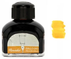 Pineider Fountain Pen Ink Bottle, 75ml Glass Bottle, Yellow Gold
